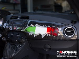 FIAT 500 Custom Dashboard - Carbon Fiber - Italian Flag w/ Black Scorpion 
